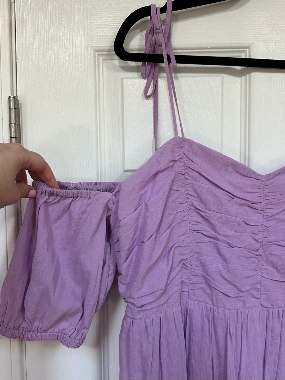 OFF THE SHOULDER PURPLE MIDI DRESS